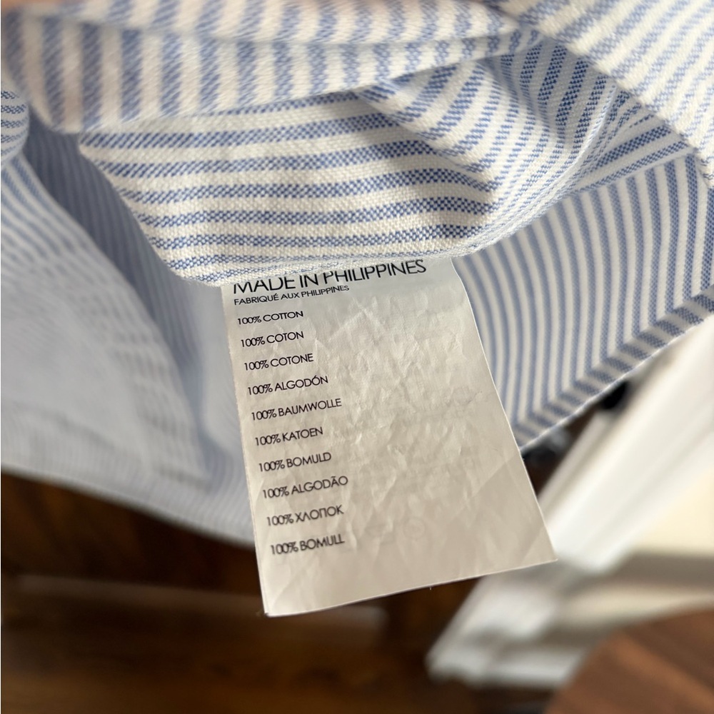 Club Monaco Blue/White Striped Oxford Shirt - Picture 3 of 4